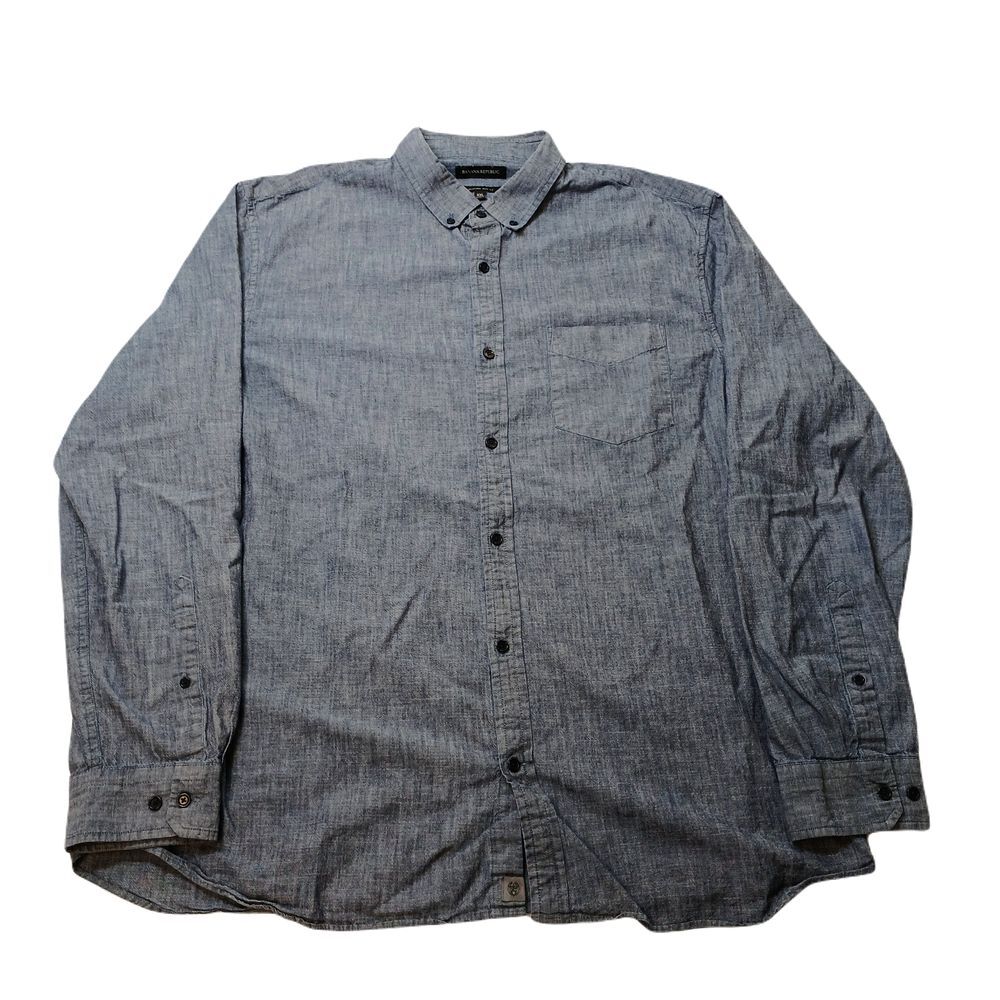 Banana Republic Chambray Shirt‎ Mens 2XL Blue Untucked Slim Fit
